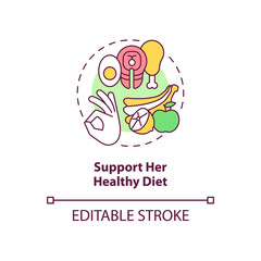 Support her healthy diet concept icon. Partner support during pregnancy abstract idea thin line illustration. Providing well-balanced diet. Vector isolated outline color drawing. Editable stroke