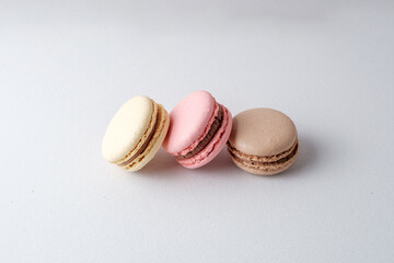 three macarons one on top of the other very chocolaty
