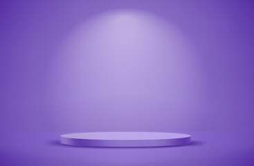 illuminated violet interior with platform and lamp light