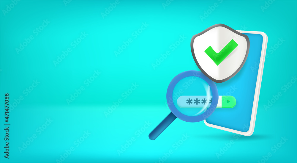 Poster password protection concept. vector banner with copy space