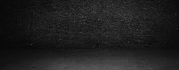 Empty dark room abstract cement concrete wall and floor interior displays product background