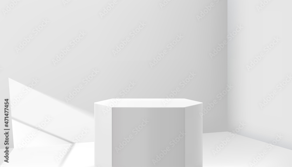 Poster Bright Illuminated studio with the window light.  Realistic vector illustration with shadow overlay effect