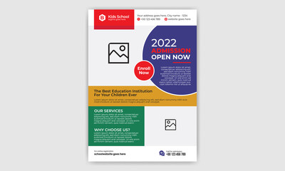 Obraz premium Education Flyer, Teaching Flyer, Admission Flyer, Education Poster, Leaflet, Cover and Corporate Education Flyer 1 with Circle, Rectangle shape for Brand, Company and Market