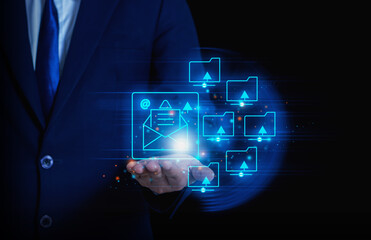 Businessman's Document Management System (DMS) Online document information system,form and process automation to manage files, knowledge, for corporate documents with ERP system efficiently and quickl