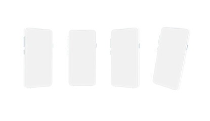 Modern smartphone in perspective. Vector UI/UX mockup with blank screen isolated on white background