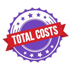 TOTAL COSTS text on red violet ribbon stamp.