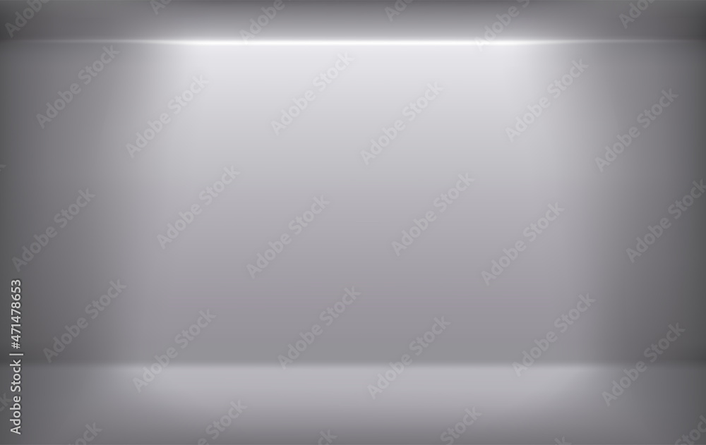 Aufkleber grey empty room illuminated with neon light. realistic vector illustration