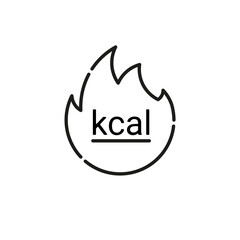 Energy fat burn kcal fire icon. Kilocalorie hot logo vector weight fitness flame graphic icon