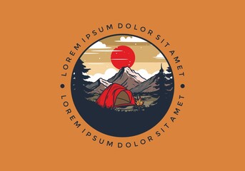 Dome tent camping illustration graphic