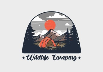 Dome tent camping illustration graphic