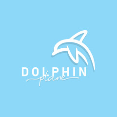 Dolphin plane travel logo design premium concept
