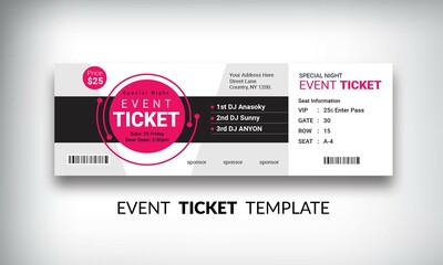 Creative Event Ticket Vector Template 25 Fully Customization