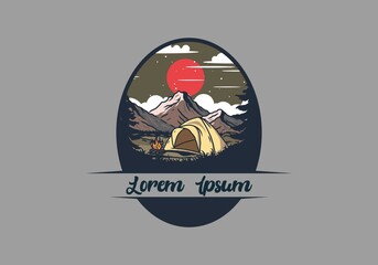 Dome tent camping illustration graphic