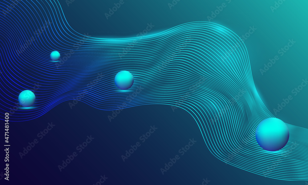 Aufkleber technology digital wave background concept. beautiful motion waving dots texture with glowing defocu
