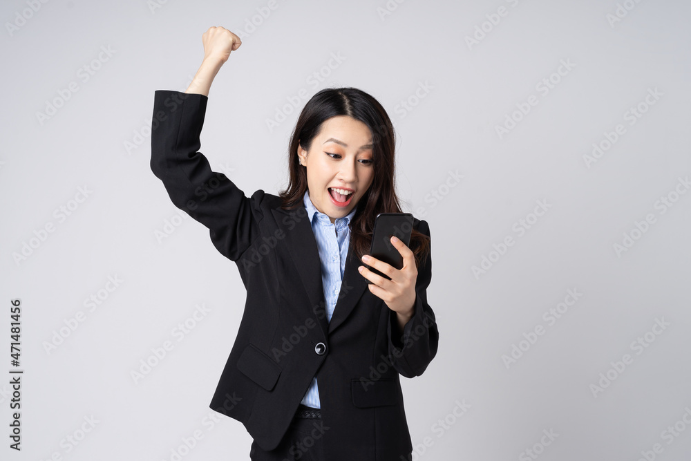 Wall mural asian businesswoman portrait, isolated on white background