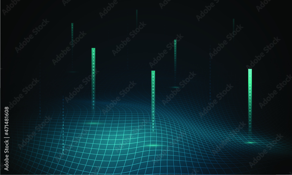 Aufkleber technology digital wave background concept. beautiful motion waving dots texture with glowing defocu