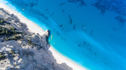 Fototapeta premium Egremni beach in Lefkada Ionian sea Greece
