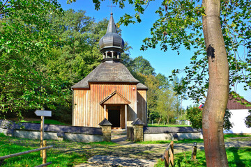 Traditional christian wooden church in an ethnographic park, Nowy Sacz, Poland