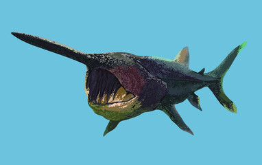 Drawing padlefish, river monster fish, art.illustration, vector