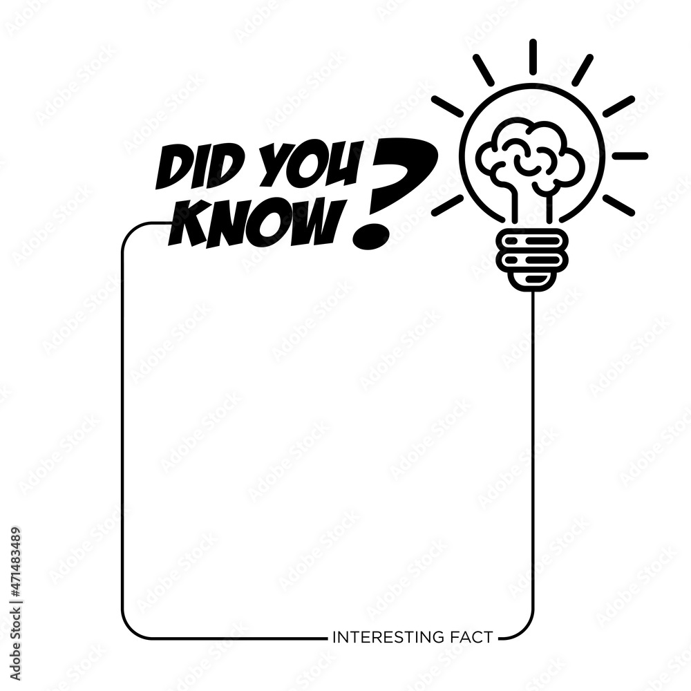 Poster funny bubble for copying text. did you know web banner with frame and bulb, idea box, quote for inte