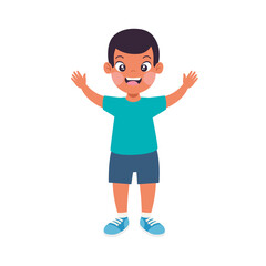 cute boy celebrating