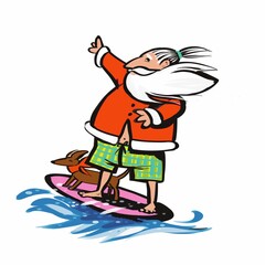 Weihnachtsmann surft