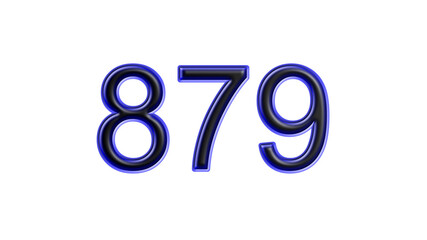 blue 879 number 3d effect white background