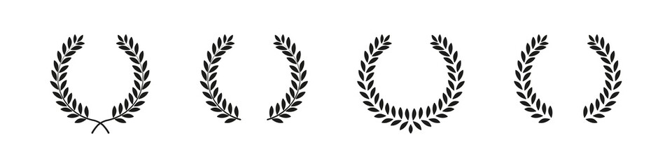Laurel wreath. Trophy award leaves circle best nomination. Laurel leaf crest sign. Roman wreath best movie nomination. Film festival award border.