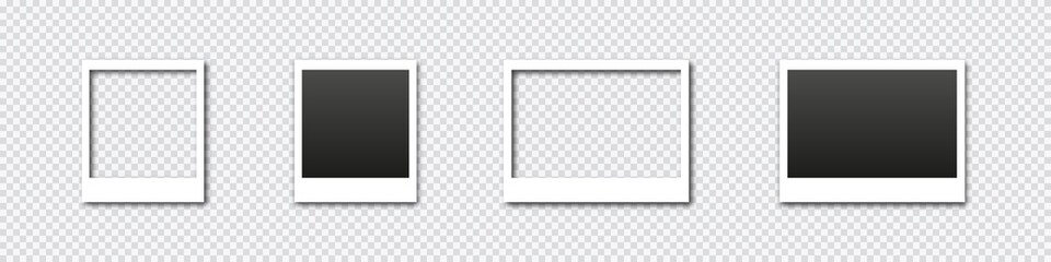 Photo frame mockup. Instant camera picture blank vector template. Frame borderfor photo  isolated mock up.