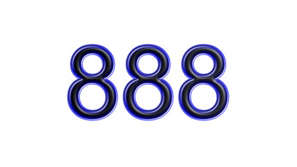 blue 888 number 3d effect white background