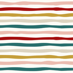 Christmas party hand drawn colorful stripes Seamless pattern vector background, digital paper for textile, fabric, wrapping paper, wallpaper, stationery