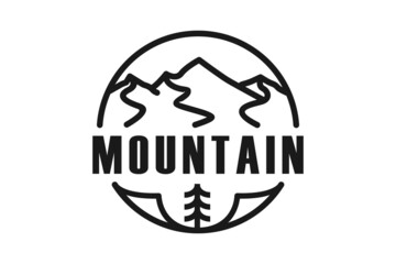 Retro Vintage Mountain pine tree Adventure Hipster Emblem Logo design