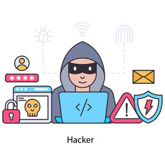 An editable design illustration of hacker