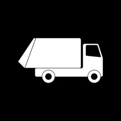 Garbage truck icon isolated on dark background