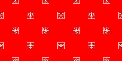 Red seamless pattern with christmas gift box icon
