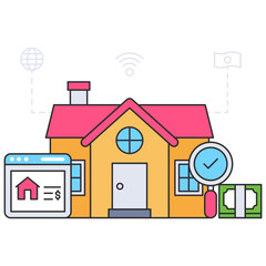 A flat design illustration of real estate website