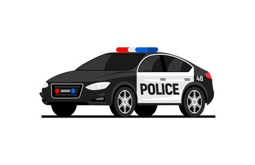 Police car vector flat icon patrol sign toy. Police vehicle vector car icon