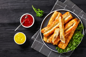 Rollini with chicken meat filling on a plate