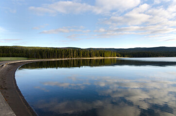 sunrise in Yellowstone lake in Yellowstone National Park in Wyoming