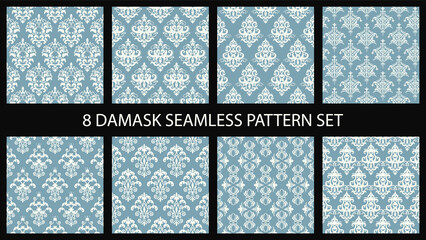 Damask seamless pattern set. Vintage royal backgrounds. For print and web. Vector