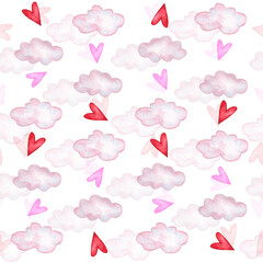 Seamless pattern with hearts on a white background. Suitable for the design of paper, fabric, postcards.