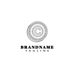 copyright logo cartoon icon design black isolated vector illustration