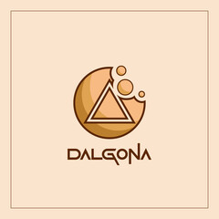 Korean Dalgona sugar toffees, sweets with signs triangle and crumbs. Vector illustration.