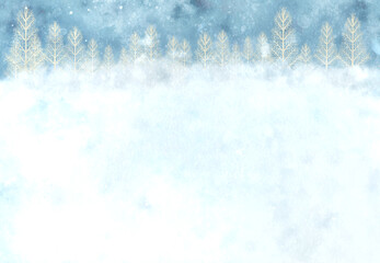 Wonderland illustration image of branch fir tree Blue