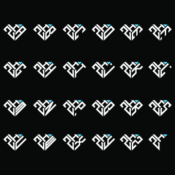 HZA to HZZ letter logo creative design, Multiple triple letter logo design