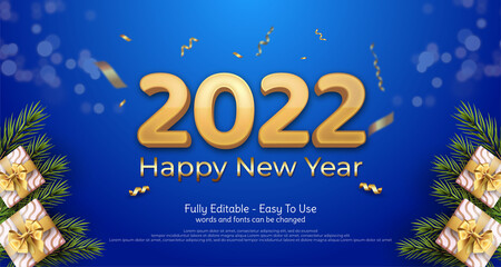 2022 happy new year design on a blue color background