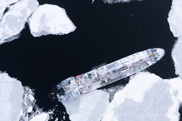 The sea vessel is among the ice. © Valerii