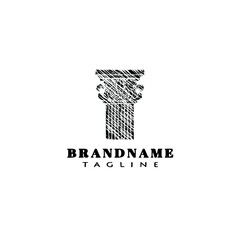 roman pillar logo flat icon design template black isolated vector illustration