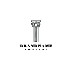 roman pillar logo cartoon icon symbol template black isolated vector illustration