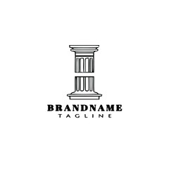 roman pillar logo cartoon icon simple template black isolated vector illustration